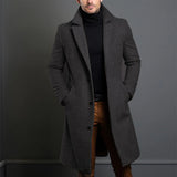 Black Trench Coat For Men's Long Sleeve Single Breasted Overcoat Perfect For Fall And Winter MartLion   