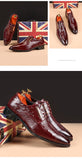 Men's Classic British Leather Shoes Lace-Up Pointed Toe Dress Office Flats Wedding Party Oxfords Mart Lion   