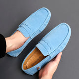 Suede Leather Penny Peas Loafers Men's Women Boys Driving Shoes Moccasins Slip on Flats Designer Loafers Pink MartLion   