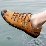 Men's Leather Sandals Outdoor Casual Shoes Summer Beach Casual Walking Sneakers MartLion   