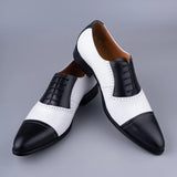 Versatile Lace-Up Dress Shoes Formal Office Casual Breathable Men's Suit Footwear Oxford Style Design MartLion black white 39 