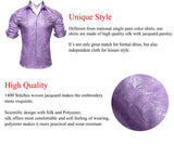 Desinger Shirts Men's Silk Long Sleeve Purple Paisley Sping Autumn Slim Fit Blouses Lapel Casual Tops Barry Wang MartLion   