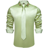 Men's Shirts Long Sleeve Stretch Satin Social Dress Paisley Splicing Contrasting Colors Tuxedo Shirt Blouse Clothing MartLion CY2260-N8021-XZ S 