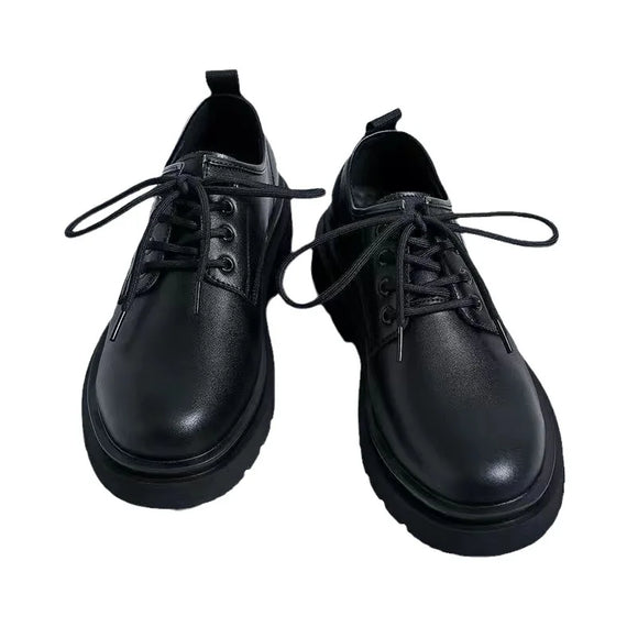 Men Formal Shoes Casual Business Leather Shoe British Style Student Thick Soled Lace Up Round toe Non Slip Outdoor Shoes MartLion