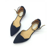 Women Buckle Strap Low Heels Pumps Pointed Toe Flock D'Orsay Heels Shoes Single Shoes Blue MartLion Black 39 