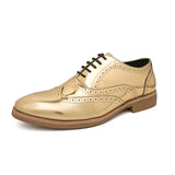 Luxury Men's Golden Bullock Shoes SUIT Casual Formal Leather Marry Dress banquet MartLion Gold 38 