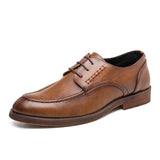 Lace up Men's Dress Shoes Elegant microfiber Leather Formal Oxfords social Mart Lion Brown 38 