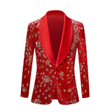 Black Shiny Gold Sequin Glitter Embellished Blazer Jacket Nightclub Prom Suit Red Men's Homme Stage Clothes For Singers MartLion Red EU Size XS 