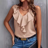 Sweet Style Solid Color Sleeveless Pullover Shirt Women MartLion   