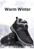 Winter Women Men's Boots Waterproof Leather Sneakers Ankle Boots Outdoor Not Slip Plush Warm Snow Hiking MartLion   