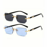 Rimless Sunglasses Rectangle Popular Women Men's Shades Small Square Summer Traveling MartLion   