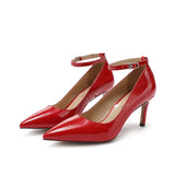 Elegant women's high heels pointed shoes genuine leather party MartLion Red 44 CHINA