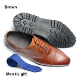 Non-slip Rubber Black Sole Elegant Men's Oxfords Genuine Leather Social Classic Formal Shoes MartLion Brown EUR 46 
