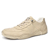 Men's Sneakers Genuine Leather Casual Shoes Designer Lace Up Footwear Handmade Flats Beige Walking Mart Lion 2-Beige 6.5 