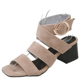 Summer Brown Black  Women Party Sandals Lady Dress Shoes Med Gladiator Heel MartLion   