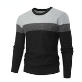 Spring Men's Round Neck Pullover Sweater Long Sleeve Jacquard Knitted Tshirts Trend Slim Patchwork Jumper for Autumn Mart Lion 01 black L 