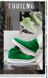 Designer Platform Men's Casual Shoes High Top Green Sneakers Vulcanized Autumn Winter Canvas Mart Lion   