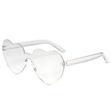 Women Colors Polycarbonate Heart Shape Tinted Party Sunglasses Girls Vintage Colors Rimless MartLion White Other 