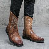 Men's Winter Crocodile Pattern Boots Trends Embroider Versatile Comfort Soft Sole Driving MartLion   