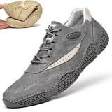 Men's Sneakers Genuine Leather Casual Shoes Designer Lace Up Footwear Handmade Flats Beige Walking Mart Lion   