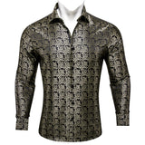 Classic Men's Shirt Spring Autumn Lapel Woven Long Sleeve Geometric Leisure Fit Party Designer Barry Wang MartLion CY-0065 S 