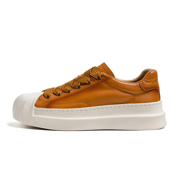 Brown Shell Toe Shoes Men's Designer Low Leather Sneakers Breathable Vulcanized de hombre MartLion BrownD8097 44 