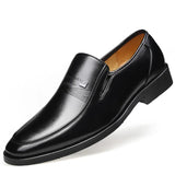 Leather Shoes Men's Footwear Flat Casual Black Footwear Slip-on MartLion Black 8 