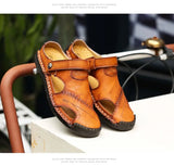  Sandals Men's Summer Leather Slides Breathable Rome Outdoor Beach Platform Slippers Soft Flat MartLion - Mart Lion