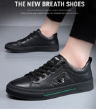 Shoes Men's Genuine Leather Casual Spring Stitch White Flat Skateboard Sneakers Mart Lion   