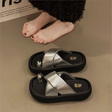 Rocking slippers Women summer set toe outside wear flip-flops with toe slip-on platform beach MartLion   