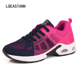 Thick-Soled Ladies Sneakers Korean Student Mesh Casual Shoes Breathable Soft Bottom Cushion Running Mart Lion Pink1 4.5 