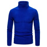 Autumn and Winter Men's Turtleneck Sweater Korean Version Casual All-match Knitted Bottoming Shirt MartLion Royal blue M (55-65KG) 