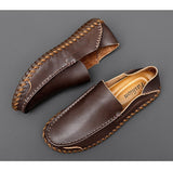 Genuine Leather Men's Loafers Cow Leather Casual Shoes Soft Moccasins Hand Sewn Driving Shoes Mart Lion   