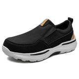 Leather Men's Casual Shoes Brown Black Slip On Sneakers Outdoor Jogging Lightweight Running Sport Mart Lion black 6.5 
