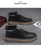 Men's Casual Leather Shoes Shoes High-top Black Casual Sneakers Platform Ankle Boots MartLion   