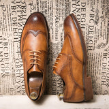 Brogue Men's Dress Shoes Elegant Microfiber Leather Formal Oxfords Mart Lion   