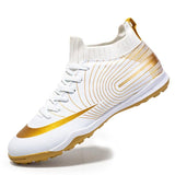 High top football shoes Long spikes broken nails gold soled grass student Mart Lion Broken nail white 35 