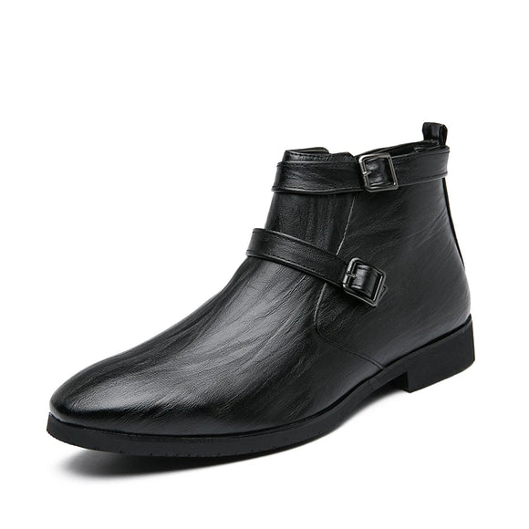  Autumn Winter Classic Men's Black Boots Leather Ankle Dress Para Hombre MartLion - Mart Lion