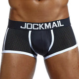 Classic Men's Underwear Sporty Breathable Mesh Boxer Briefs Transparent Underpants Gay Sissy Shorts MartLion 405black XXL 