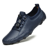 Designer Men's Loafers Soft Moccasins Spring Autumn Genuine Leather Shoes Warm Flats Driving MartLion 8858 Blue 40 