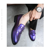 British Style Brogue Shoes Men's Slip-on Pointed Dress Leather Social Wedding MartLion   