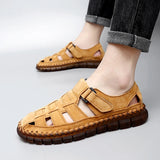 Summer Sandals Slip on Men's Genuine Leather Shoes Casual Footwear All-match Stylish MartLion   