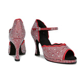 All Diamond Shining Latin Dance Shoes Women's Party Dancing Sandals Summer High Heel Jazz Tango Waterproof MartLion   