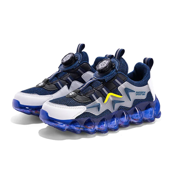 Children Sneakers Boys Shoes Buckle Strap Single Net Breathable Kids Casual Luxury Tennis Sports MartLion Dark Blue 28 