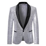 Gold Shiny Men's Jackets Sequins Stylish Dj Club Graduation Solid Suit Stage Party Wedding Outwear Clothes blazers MartLion   