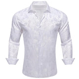 Luxury Silk Shirts Men's Pink Flower Long Sleeve Slim Fit Blouese Casual Tops Formal Streetwear Breathable Barry Wang MartLion   