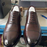 Men's Split Leather Shoes Rubber Sole Office Dress Lether Genuine Leather Wedding Party Mart Lion   