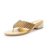 Sliders Shoes Women Summer Footwear Low Heel Silver Rhinestone Gold MartLion   