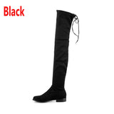 Slim Fit Thighs Over-the-Knee Long Boots Women Low Heel Concise Elastic Boots Retro Shoes Ladies Mart Lion Black 34 China