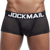 Classic Men's Underwear Sporty Breathable Mesh Boxer Briefs Transparent Underpants Gay Sissy Shorts MartLion 442black XXL 